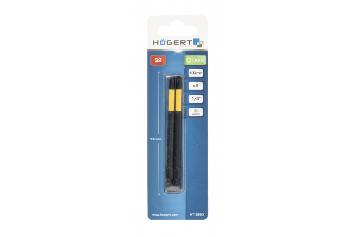 Биты ударные Hogert TX25 длина 100мм набор 2 штуки для шуруповерта (HT1S693) - изображение 2