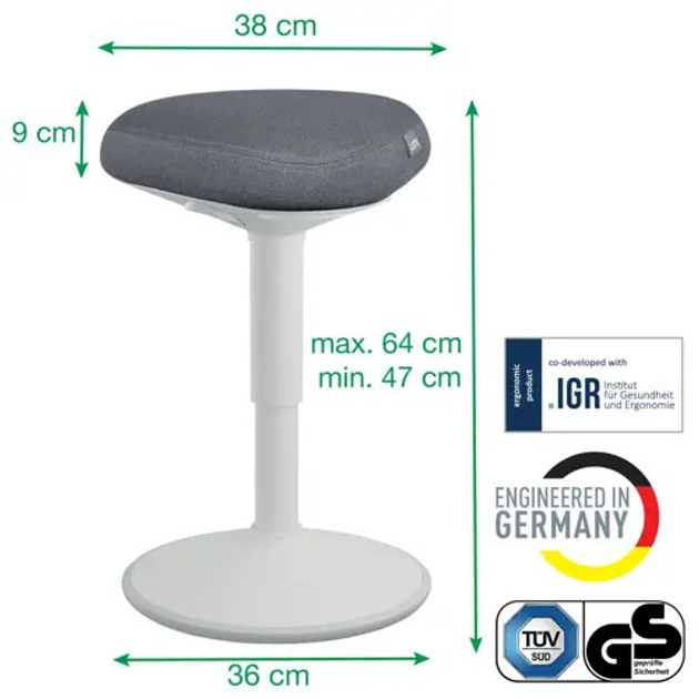 Стілець офісний Leitz Ergo 65440085 17 см Grey (4002432138401) - зображення 6