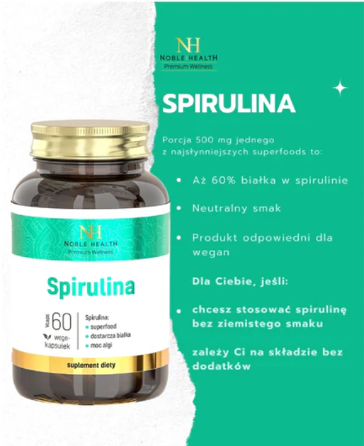 Харчова добавка Noble Health Спіруліна 60 капсул (5906630600571) - зображення 2