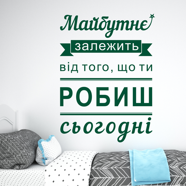 Виниловая наклейка мотиватор Будущее текст декор стен Happy Pocket Набор M 72 х 97 см зеленый матовый (HP-137M-613M) - изображение 2