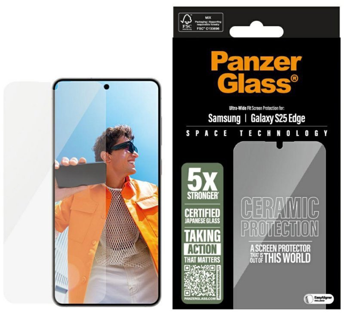 Szkło hartowane PanzerGlass Ceramic Screen Protector Ultra-Wide Fit do Samsung Galaxy S25 Edge (PAN001156) - obraz 1