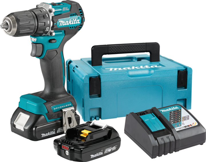 Wiertarko-wkrętarka akumulatorowa Makita DDF487RAJ 18 V 2 x 2 Ah (0088381736596) - obraz 1