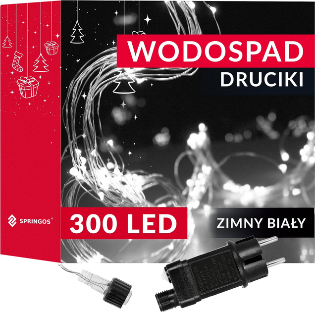 Kurtyna świetlna Springos CL0094 Włosy anioła 300 LED Biała zimna (5907719401294) - obraz 11