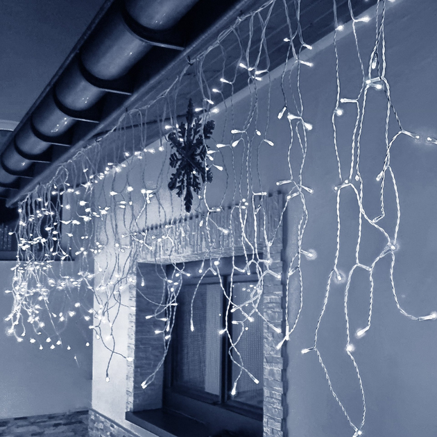 Kurtyna świetlna Springos CL0304 Sople 300 LED z pilotem Zimna biała (5907719412696) - obraz 7