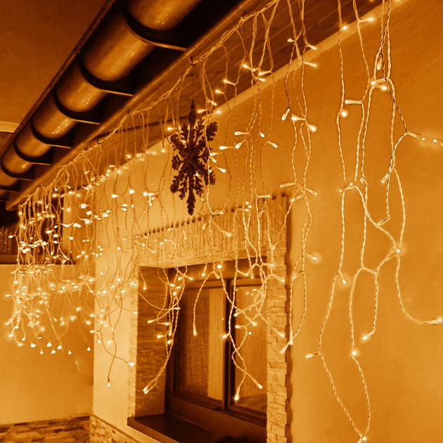 Kurtyna świetlna Springos CL0305 Sople 300 LED z pilotem Ciepła biała (5907719412702) - obraz 8