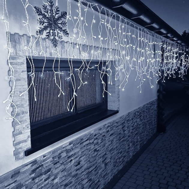 Kurtyna świetlna Springos CL0500 Sople 500 LED Zimna biała (5907719410685) - obraz 9