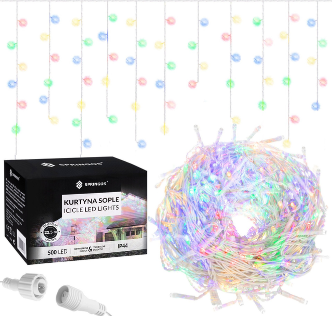 Kurtyna świetlna Springos CL0503 Sople 500 LED Multikolor (5907719412603) - obraz 1