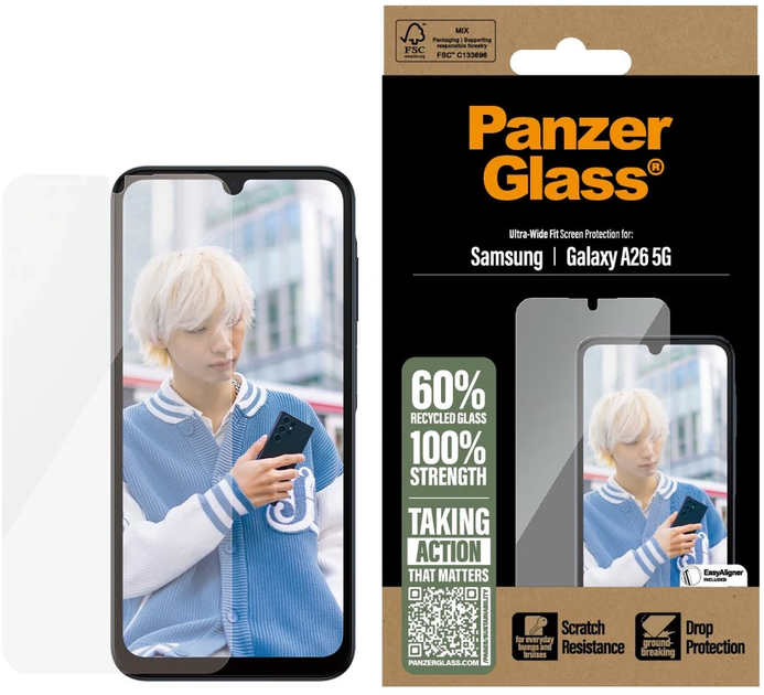 Захисне скло PanzerGlass Screen Protector Ultra-Wide Fit для Samsung Galaxy A26 (PGRNUWFG38541) - зображення 1