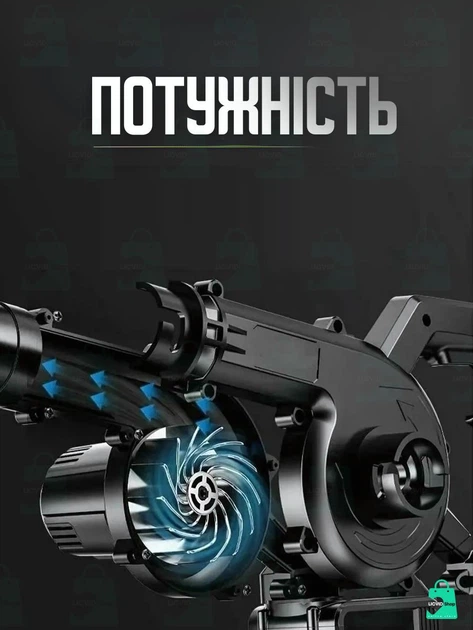 2 в 1 беспроводная электрическая воздуходувка + пылесос, аккумуляторный воздуходувка - пылесос для всасывания листьев 4000 мА*ч, Черная (4413786892) - изображение 10