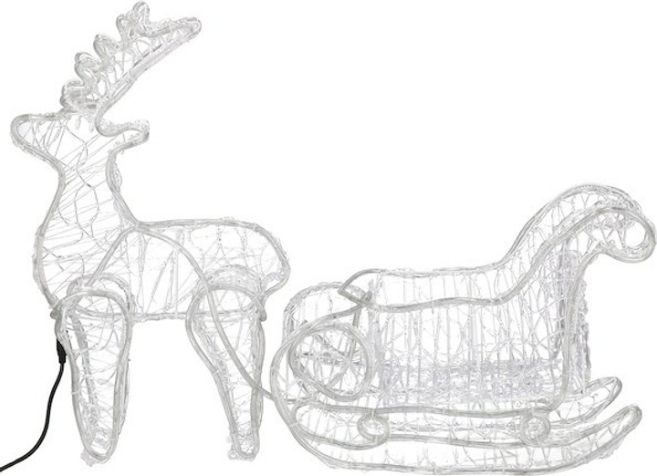 Dekoracyjna figura świetlna Springos CL1220 Renifer z saniami 150 cm Biały ciepły (5907719422350) - obraz 2