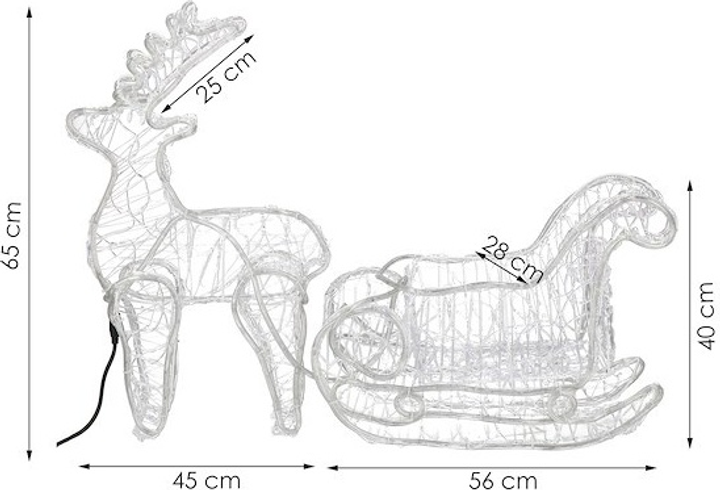Dekoracyjna figura świetlna Springos CL1221 Renifer z saniami 150 cm Biały zimny (5907719422367) - obraz 10