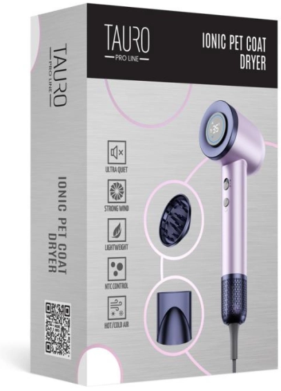 Фен для сушки шерсти домашних животных Tauro Pro Line с технологией генерации отрицательных ионов Розовый (TPL70273) - изображение 2