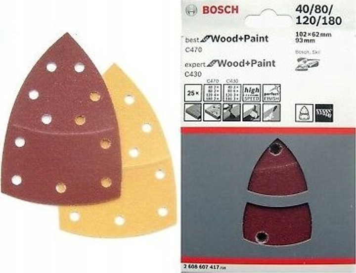 Шліфувальний папір Bosch C470 C430 102x62/93 mm 25 шт (2608607417) - зображення 2