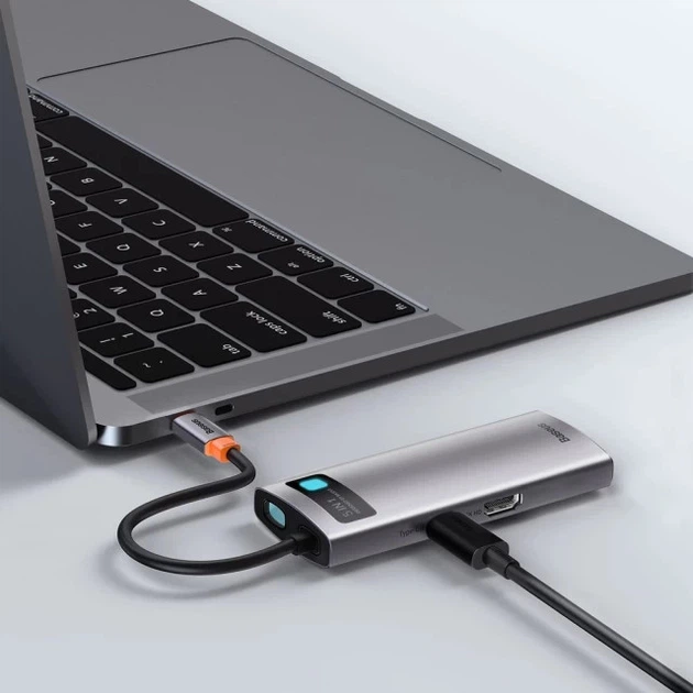 USB-хаб Baseus Metal Gleam Series 5-in-1 Multifunctional （Type-C to HDMI*1+USB3.0*3+PD*1) (CAHUB-CX0G) - изображение 7