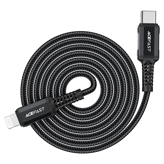 Кабель ACEFAST C4-01 Type-C to iP 3A, 30W, 1.8m, nylon, zinc connectors, Black (6974316281306) - Фото 6 Кабель ACEFAST C4-01 Type-C to iP 3A, 30W, 1.8m, nylon, zinc connectors, Black (6974316281306) - изображение 6