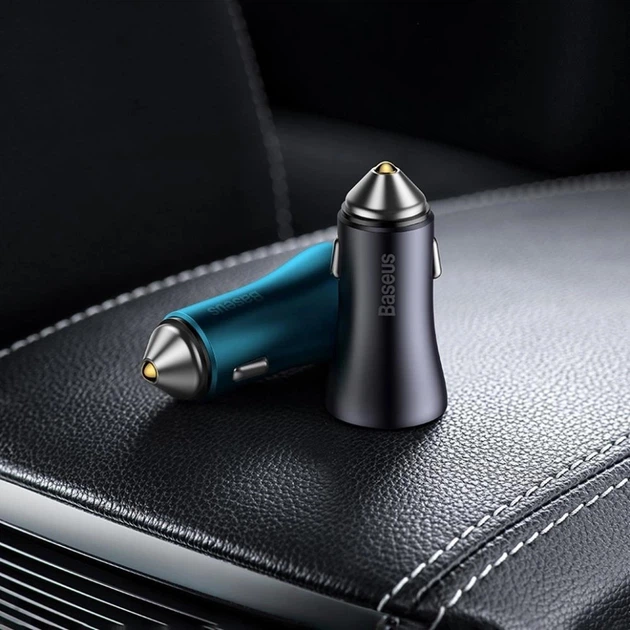 Автомобільний зарядний пристрій Baseus Golden Contactor Dual Fast Charger Car Charger C+C 40W Blue (CGJP000003) - Фото 12 Автомобільний зарядний пристрій Baseus Golden Contactor Dual Fast Charger Car Charger C+C 40W Blue (CGJP000003) - зображення 12