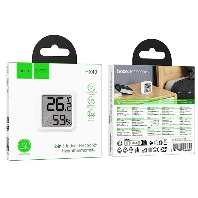 Термогігрометр HOCO HX40 Indoor electronic hygrothermometer White (6942007647823) - изображение 2