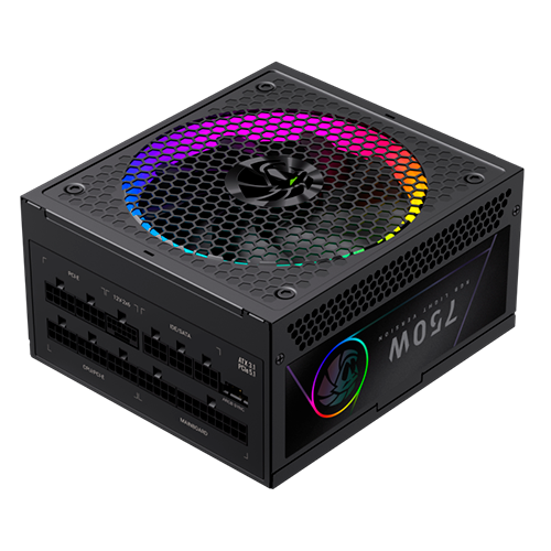 Блок питания модульный для ПК GameMax RGB PRO 750G, ATX 3.1, 750W, 140 мм вентилятор, 80+ Gold, Black - изображение 7