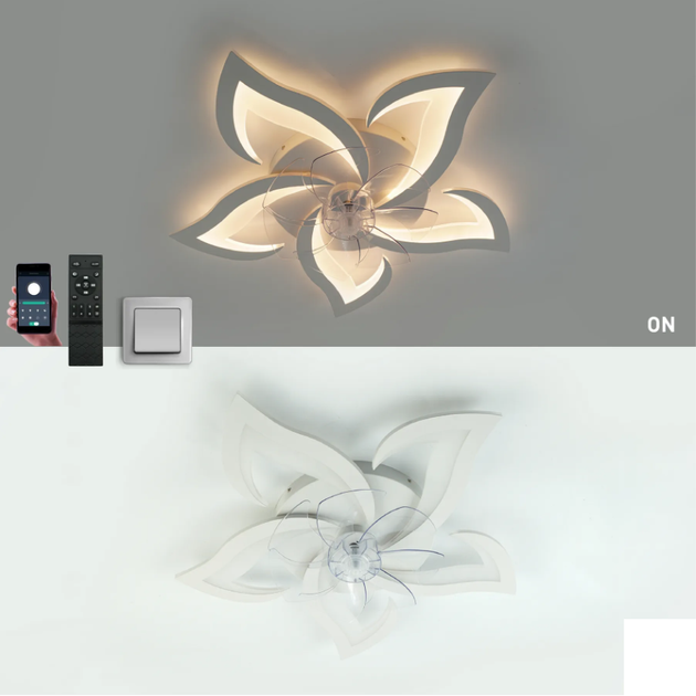 Управляемая светодиодная люстра с вентилятором ESLLSE FAN ELLA 72W+18W 5F-APP-680х120-WHITE/WHITE-220-IP20 - изображение 5