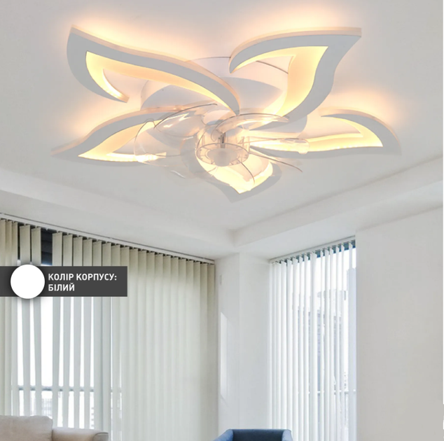 Управляемая светодиодная люстра с вентилятором ESLLSE FAN ELLA 72W+18W 5F-APP-680х120-WHITE/WHITE-220-IP20 - изображение 6