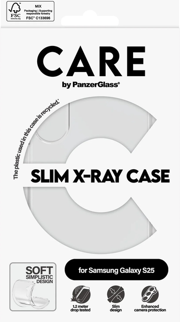 Панель CARE by PanzerGlass Fashionable Case X-Ray Soft Basic для Samsung Galaxy S25 Transparent (CRRFAXRG38388) - зображення 4