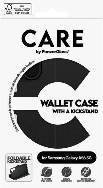 Etui z klapką CARE by PanzerGlass Feature Wallet Case Kickstand do Samsung Galaxy A56 Black (CRRFEWLG38380) - obraz 5