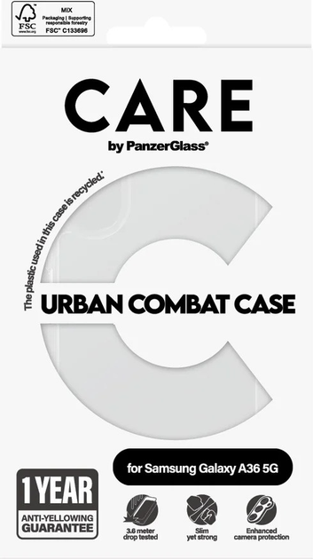 Панель CARE by PanzerGlass Flagship Case Transparent Urban Combat Frame для Samsung Galaxy A36 Clear (CRRFUBCG38083) - зображення 4