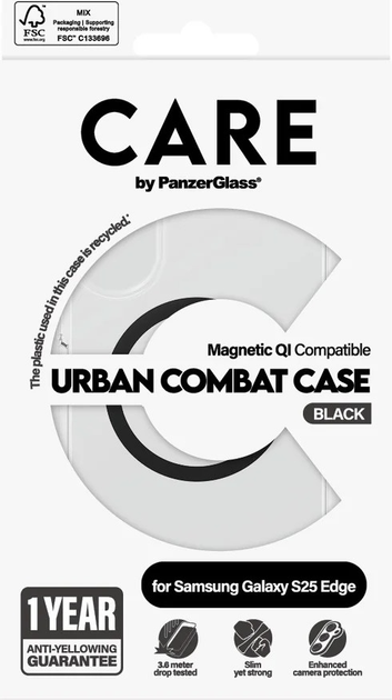 Etui CARE by PanzerGlass Flagship Urban Combat Black QI do Samsung Galaxy S25 Edge Clear (PAN001154) - obraz 4