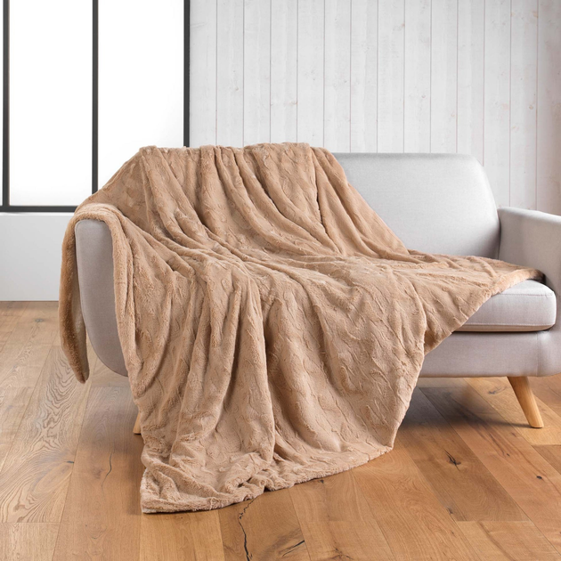 Koc Douceur d'interieur Sand pluszowy ze sztucznego futra 125 x 150 cm (3574386121217) - obraz 2