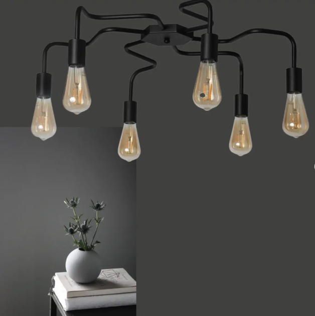 Люстра лофт MSK Electric Laminari потолочная на шесть ламп NL 17503-6 BK - изображение 3