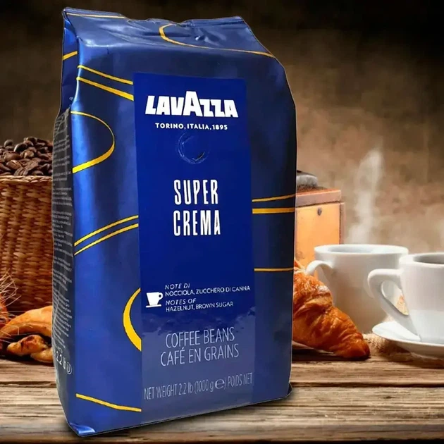 Кава в зернах Lavazza Super Crema 1 кг Зернова кава арабіка в пачці Лавазза (344) - изображение 3