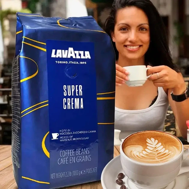 Кава в зернах Lavazza Super Crema 1 кг Зернова кава арабіка в пачці Лавазза (344) - изображение 4