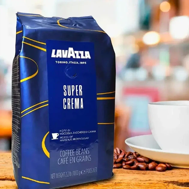 Кава в зернах Lavazza Super Crema 1 кг Зернова кава арабіка в пачці Лавазза (344) - изображение 5