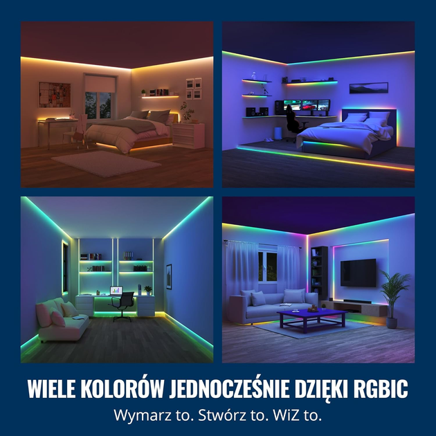 Taśma LED inteligentna WiZ RGBIC LED strip Type-C offline 10 m (8720169077683) - obraz 5