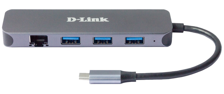 Hub USB D-Link DUB-2334 5 ports USB-C RJ45 USB-A Grey - obraz 2