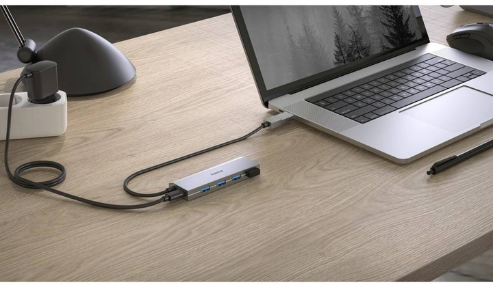 USB-хаб Hama 4 ports USB 3.2 1st Gen + USB-C Grey (HAM200138) - зображення 4