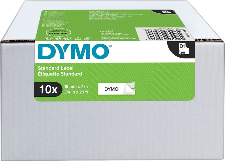 Taśma etykietowa Dymo S0720830 D1 19 mm x 7 m 10 szt. White/Black (3026980930981) - obraz 2