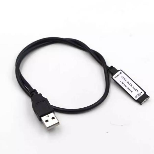 USB-контролер RGB для LED-стрічки, контролер для світлодіодної стрічки, диммер, 5-24В, 6А, 24-кнопковий, 1 метр - Фото 4 USB-контролер RGB для LED-стрічки, контролер для світлодіодної стрічки, диммер, 5-24В, 6А, 24-кнопковий, 1 метр - зображення 4