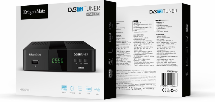 Tuner cyfrowy Kruger&Matz KM0550D DVB-T2 H.265 HEVC (5901890110686) - obraz 6