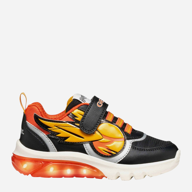 Buty sportowe chłopięce na rzepy świecące Geox J Ciberdron Boy J56LBH-054FU-C0038 28 Czarne (8058192455599) - obraz 4