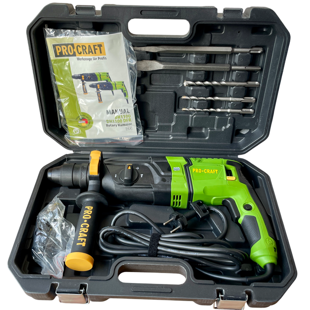 Перфоратор PROCRAFT BH-1100 DFR, 900Вт, 3.2 Дж, SDS+, 3 режими, кейс, патрон - изображение 8