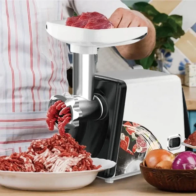 Электрическая мясорубка в металлическом корпусе мощностью 2500Вт RAF R.3367 Белая - изображение 5