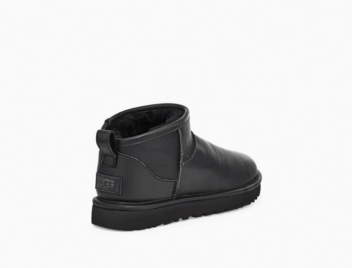 Жіночі уггі Ультра Міні Чорні Шкіряні UGG Classic Ultra Mini Black Leather 1 (38, чорний) - зображення 4