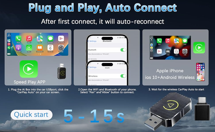 Бездротовий адаптер KORBROS для Carplay/Android Auto - зображення 8