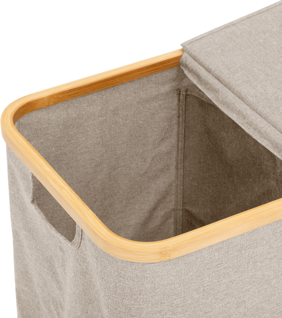 Кошик для білизни 5five Simply Smart Tidy двокамерний бежевий 80 л (3560233014450) - зображення 4