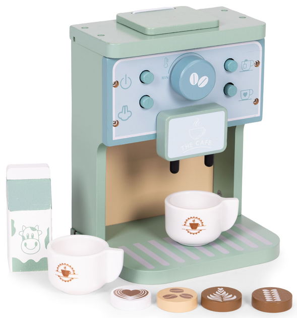 Drewniany ekspres do kawy EcoToys dla dzieci zestaw baristy 8 elementów (5905817007332) - obraz 1