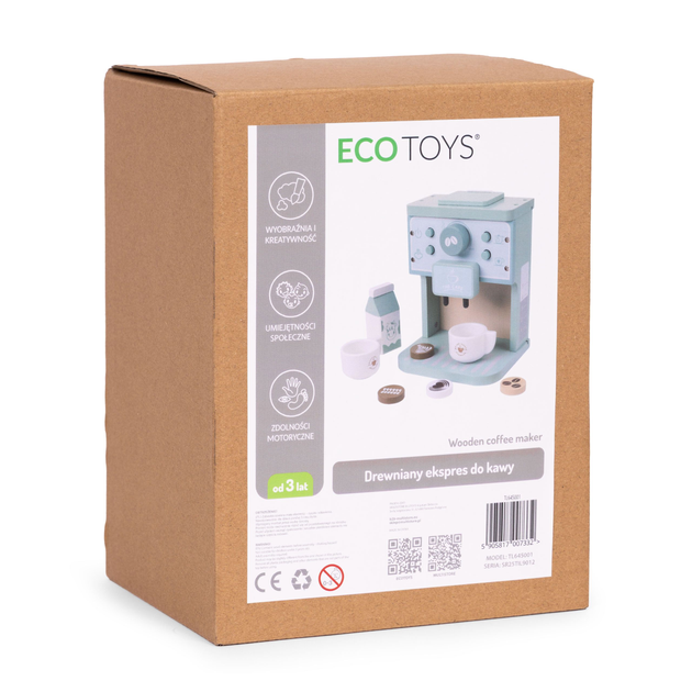 Drewniany ekspres do kawy EcoToys dla dzieci zestaw baristy 8 elementów (5905817007332) - obraz 7