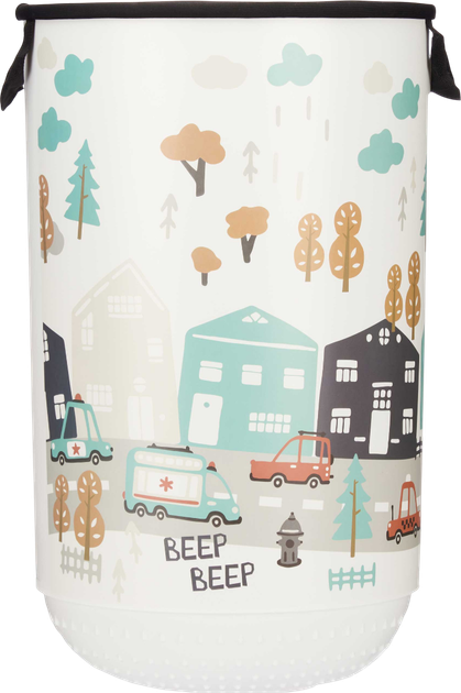 Кошик для білизни Kipit Beep Beep закритий із малюнком міста 40 л (8430852185969) - зображення 2