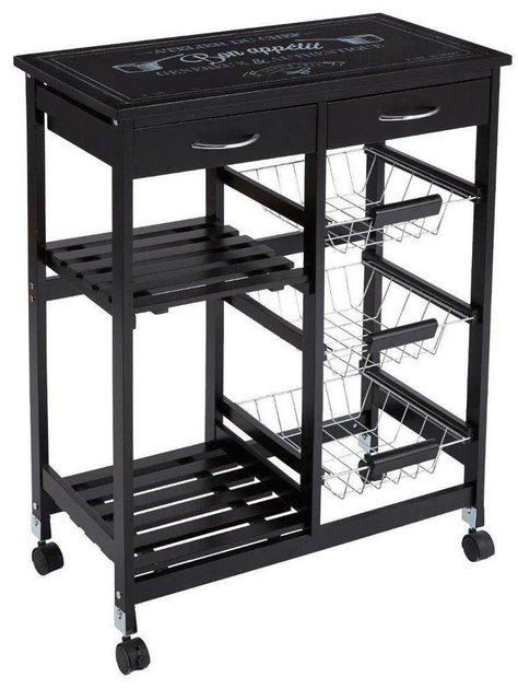 Wózek kuchenny Atmosphera mobilny barek 67 x 35 x 81 cm Czarny (3560239290179) - obraz 1