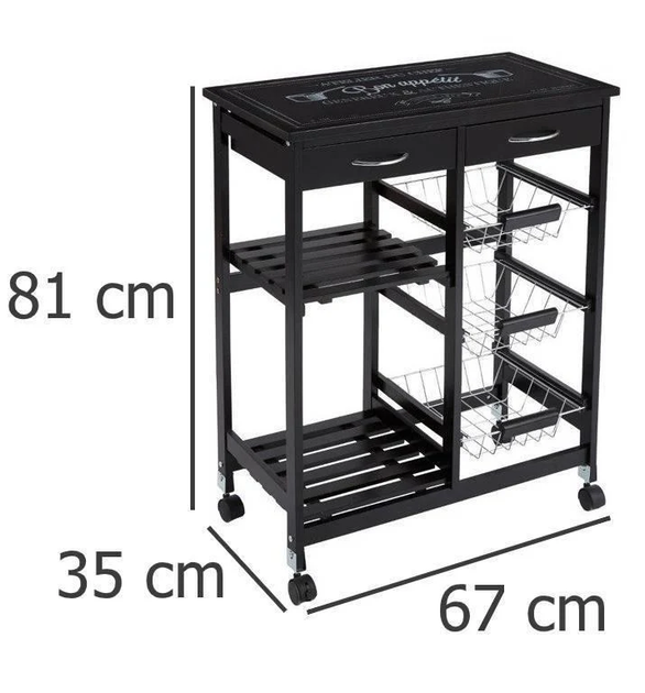 Wózek kuchenny Atmosphera mobilny barek 67 x 35 x 81 cm Czarny (3560239290179) - obraz 3